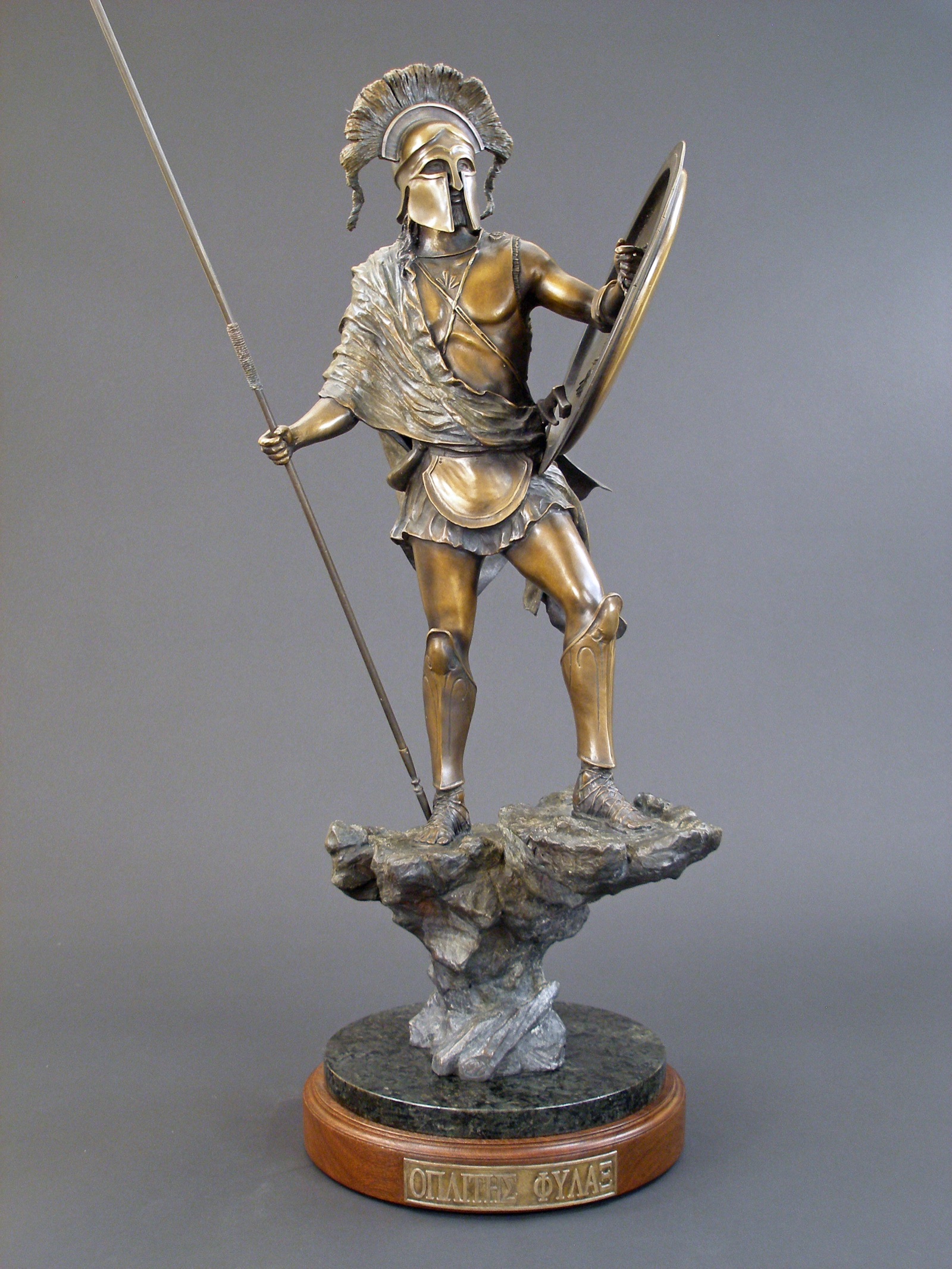 Hoplite Soldier - angle 1, bronze sculpture by David Paul Venell