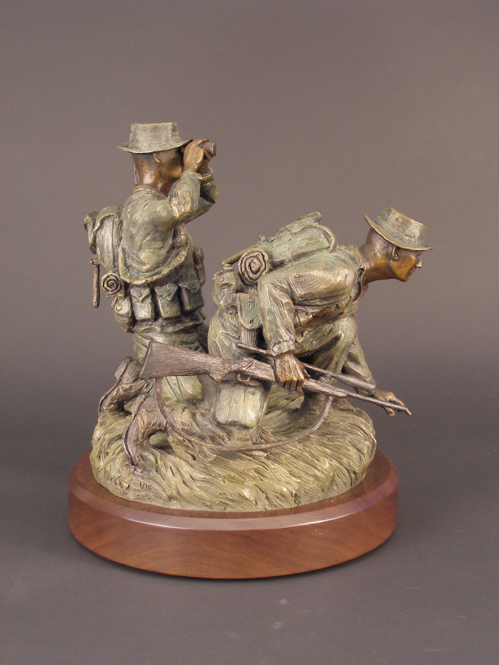 Scout Sniper - angle 2, bronze sculpture by David Paul Venell