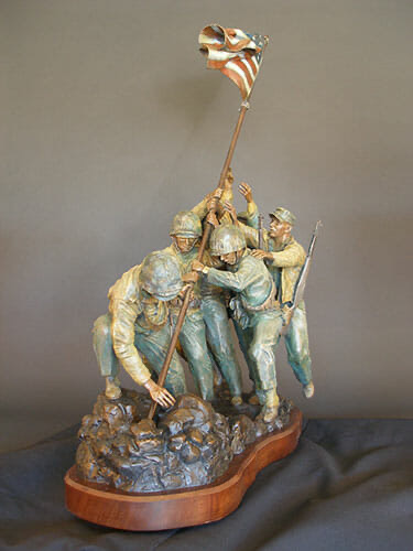 Suribachi's Summit - angle 2, bronze sculpture by David Paul Venell